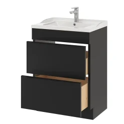GoodHome Meuble sous vasque à poser noir mat l.60 x H.82 x P.45 cm, Imandra