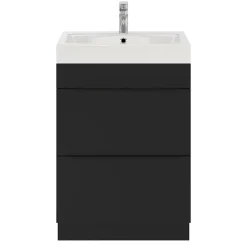 GoodHome Meuble sous vasque à poser noir mat l.60 x H.82 x P.45 cm, Imandra