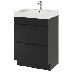 GoodHome Meuble sous vasque à poser noir mat l.60 x H.82 x P.45 cm, Imandra