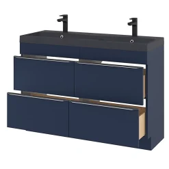 GoodHome Meuble sous vasque à poser bleu nuit mat l.120 x H.82 x P.45 cm, Imandra* Meuble Buanderie