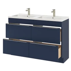 GoodHome Meuble sous vasque à poser bleu nuit mat l.120 x H.82 x P.45 cm, Imandra* Meuble Buanderie