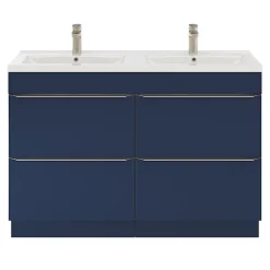 GoodHome Meuble sous vasque à poser bleu nuit mat l.120 x H.82 x P.45 cm, Imandra* Meuble Buanderie