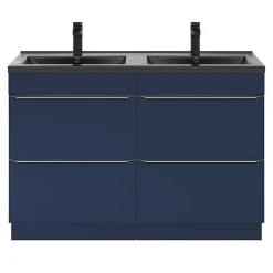 GoodHome Meuble sous vasque à poser bleu nuit mat l.120 x H.82 x P.45 cm, Imandra* Meuble Buanderie