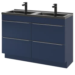GoodHome Meuble sous vasque à poser bleu nuit mat l.120 x H.82 x P.45 cm, Imandra* Meuble Buanderie