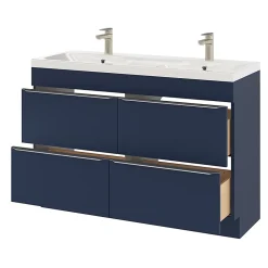 GoodHome Meuble sous vasque à poser bleu nuit mat l.120 x H.82 x P.45 cm, Imandra* Meuble Buanderie