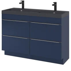 GoodHome Meuble sous vasque à poser bleu nuit mat l.120 x H.82 x P.45 cm, Imandra* Meuble Buanderie