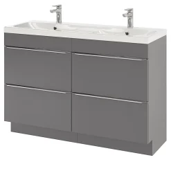 GoodHome Meuble sous vasque à poser gris brillant l.120 x H.82 x P.45 cm, Imandra