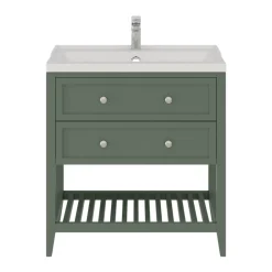 GoodHome Meuble sous vasque à poser l.80 cm vert + plan vasque Lana, Perma