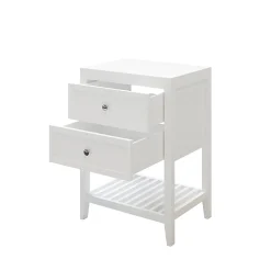 GoodHome Meuble sous vasque à poser 2 tiroirs 1 niche blanc mat l.60 cm + plan de toilette, Perma* Meuble Buanderie