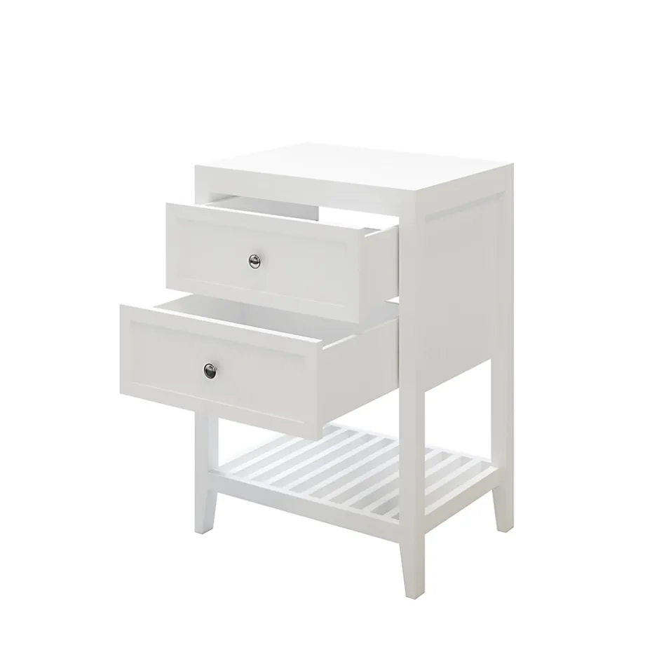 GoodHome Meuble sous vasque à poser 2 tiroirs 1 niche blanc mat l.60 cm + plan de toilette, Perma* Meuble Buanderie