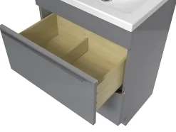 GoodHome Meuble sous vasque à poser gris brillant l.60 x H.82 x P.45 cm, Imandra* Meuble Buanderie|Meuble Sous-Vasque