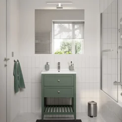GoodHome Meuble sous vasque à poser l.60 cm vert + plan vasque Lana, Perma