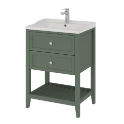 GoodHome Meuble sous vasque à poser l.60 cm vert + plan vasque Lana, Perma