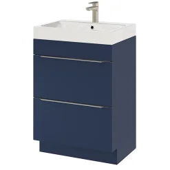 GoodHome Meuble sous vasque à poser bleu nuit mat l.60 x H.82 x P.45 cm, Imandra* Meuble Buanderie