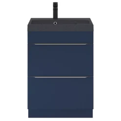 GoodHome Meuble sous vasque à poser bleu nuit mat l.60 x H.82 x P.45 cm, Imandra* Meuble Buanderie