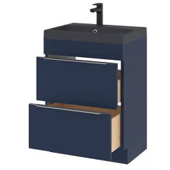 GoodHome Meuble sous vasque à poser bleu nuit mat l.60 x H.82 x P.45 cm, Imandra* Meuble Buanderie