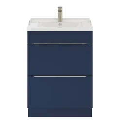 GoodHome Meuble sous vasque à poser bleu nuit mat l.60 x H.82 x P.45 cm, Imandra* Meuble Buanderie
