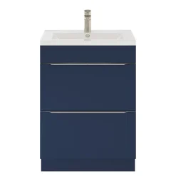 GoodHome Meuble sous vasque à poser bleu nuit mat l.60 x H.82 x P.45 cm, Imandra* Meuble Buanderie