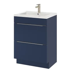GoodHome Meuble sous vasque à poser bleu nuit mat l.60 x H.82 x P.45 cm, Imandra* Meuble Buanderie