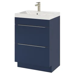 GoodHome Meuble sous vasque à poser bleu nuit mat l.60 x H.82 x P.45 cm, Imandra* Meuble Buanderie