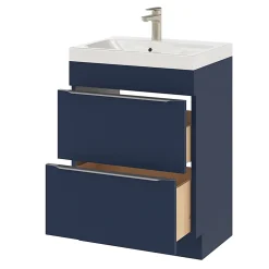 GoodHome Meuble sous vasque à poser bleu nuit mat l.60 x H.82 x P.45 cm, Imandra* Meuble Buanderie