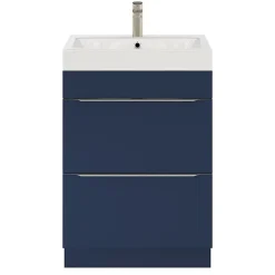GoodHome Meuble sous vasque à poser bleu nuit mat l.60 x H.82 x P.45 cm, Imandra* Meuble Buanderie