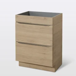 GoodHome Meuble sous vasque à poser effet chêne l.60 x H.82 x P.45 cm, Imandra* Meuble Buanderie|Meuble Sous-Vasque