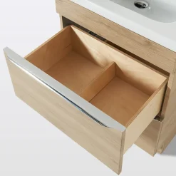 GoodHome Meuble sous vasque à poser effet chêne l.60 x H.82 x P.45 cm, Imandra* Meuble Buanderie|Meuble Sous-Vasque