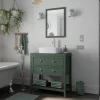 GoodHome Meuble sous vasque à poser l.80 cm vert + plan de toilette effet marbre blanc Cadélia, Perma