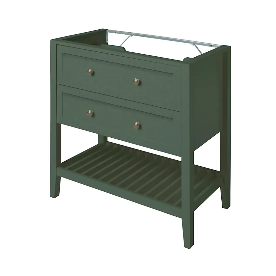 GoodHome Meuble sous vasque à poser l.80 cm vert + plan de toilette effet marbre blanc Cadélia, Perma