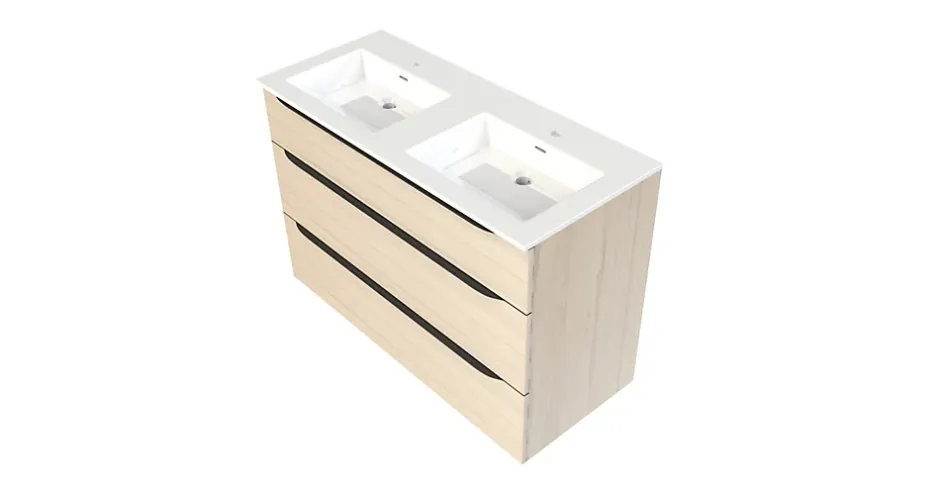 Meuble sous vasque à poser effet bois l.120 x H.88 x P.50 cm, Pamili