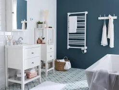 GoodHome Meuble sous vasque à poser 2 tiroirs 1 niche blanc mat l.60 cm Perma + plan vasque céramique blanc Lana,* Meuble Vasque