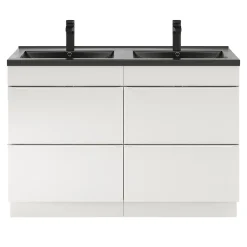 GoodHome Meuble sous vasque à poser blanc brillant l.120 x H.82 x P.45 cm, Imandra* Rangement Buanderie|Meuble Buanderie