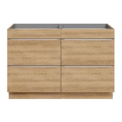 GoodHome Meuble sous vasque à poser effet chêne l.120 x H.82 x P.45 cm, Imandra* Meuble Buanderie|Meuble De Salle De Bains Faible Profondeur