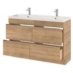 GoodHome Meuble sous vasque à poser effet chêne l.120 x H.82 x P.45 cm, Imandra* Meuble Buanderie|Meuble De Salle De Bains Faible Profondeur