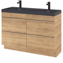 GoodHome Meuble sous vasque à poser effet chêne l.120 x H.82 x P.45 cm, Imandra* Meuble Buanderie|Meuble De Salle De Bains Faible Profondeur