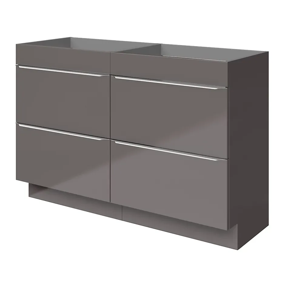 GoodHome Meuble sous vasque à poser gris taupe brillant l.120 x H.82 x P.45 cm, Imandra* Meuble Buanderie|Meuble De Salle De Bains Faible Profondeur