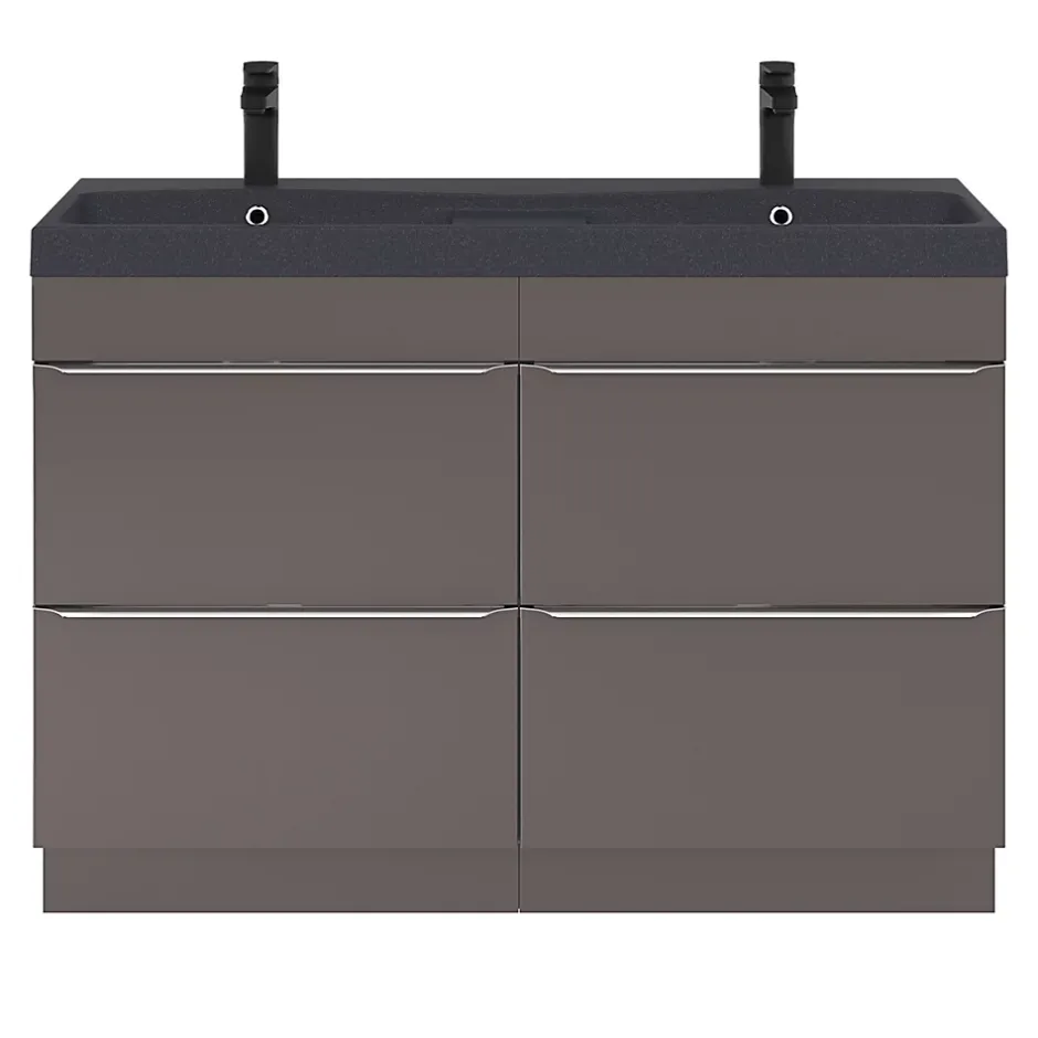 GoodHome Meuble sous vasque à poser gris taupe brillant l.120 x H.82 x P.45 cm, Imandra* Meuble Buanderie|Meuble De Salle De Bains Faible Profondeur