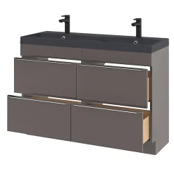 GoodHome Meuble sous vasque à poser gris taupe brillant l.120 x H.82 x P.45 cm, Imandra* Meuble Buanderie|Meuble De Salle De Bains Faible Profondeur