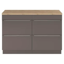 GoodHome Meuble sous vasque à poser gris taupe brillant l.120 x H.82 x P.45 cm, Imandra* Meuble Buanderie|Meuble De Salle De Bains Faible Profondeur