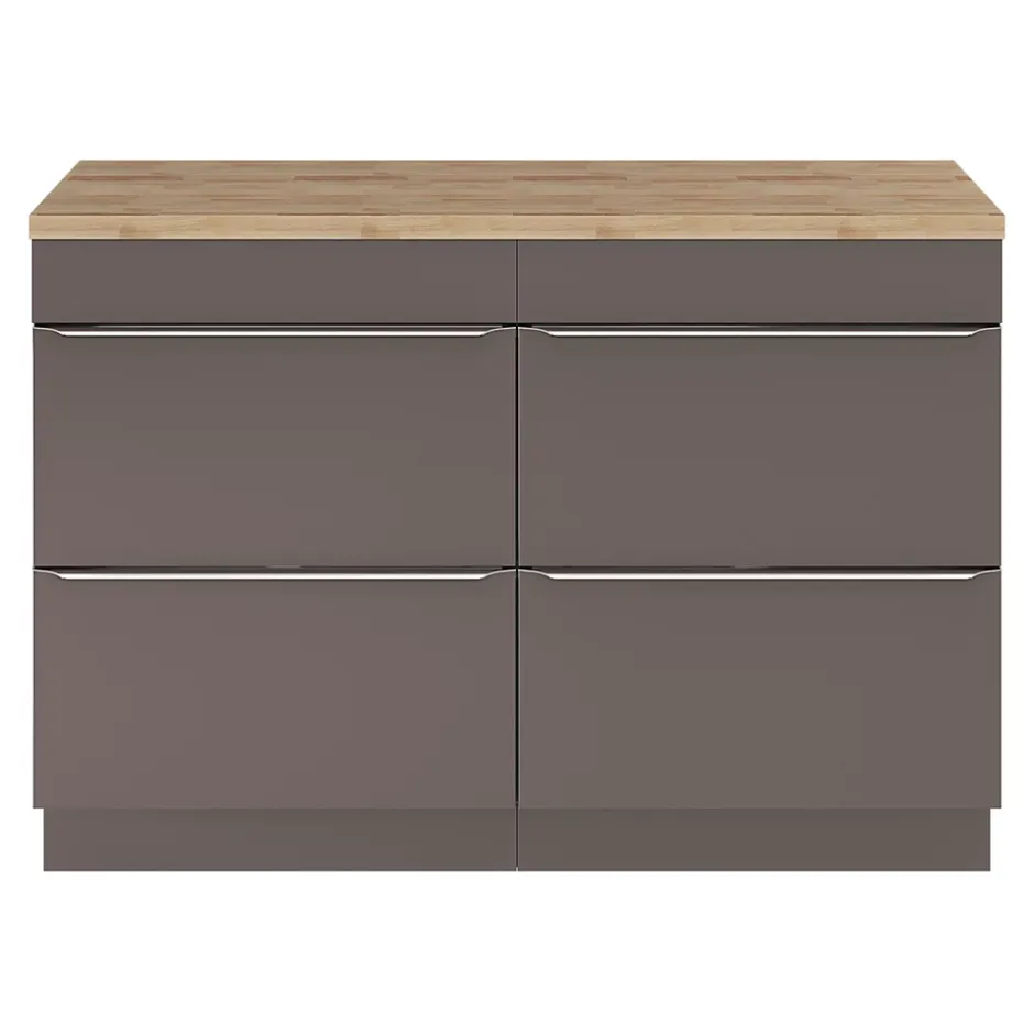 GoodHome Meuble sous vasque à poser gris taupe brillant l.120 x H.82 x P.45 cm, Imandra* Meuble Buanderie|Meuble De Salle De Bains Faible Profondeur