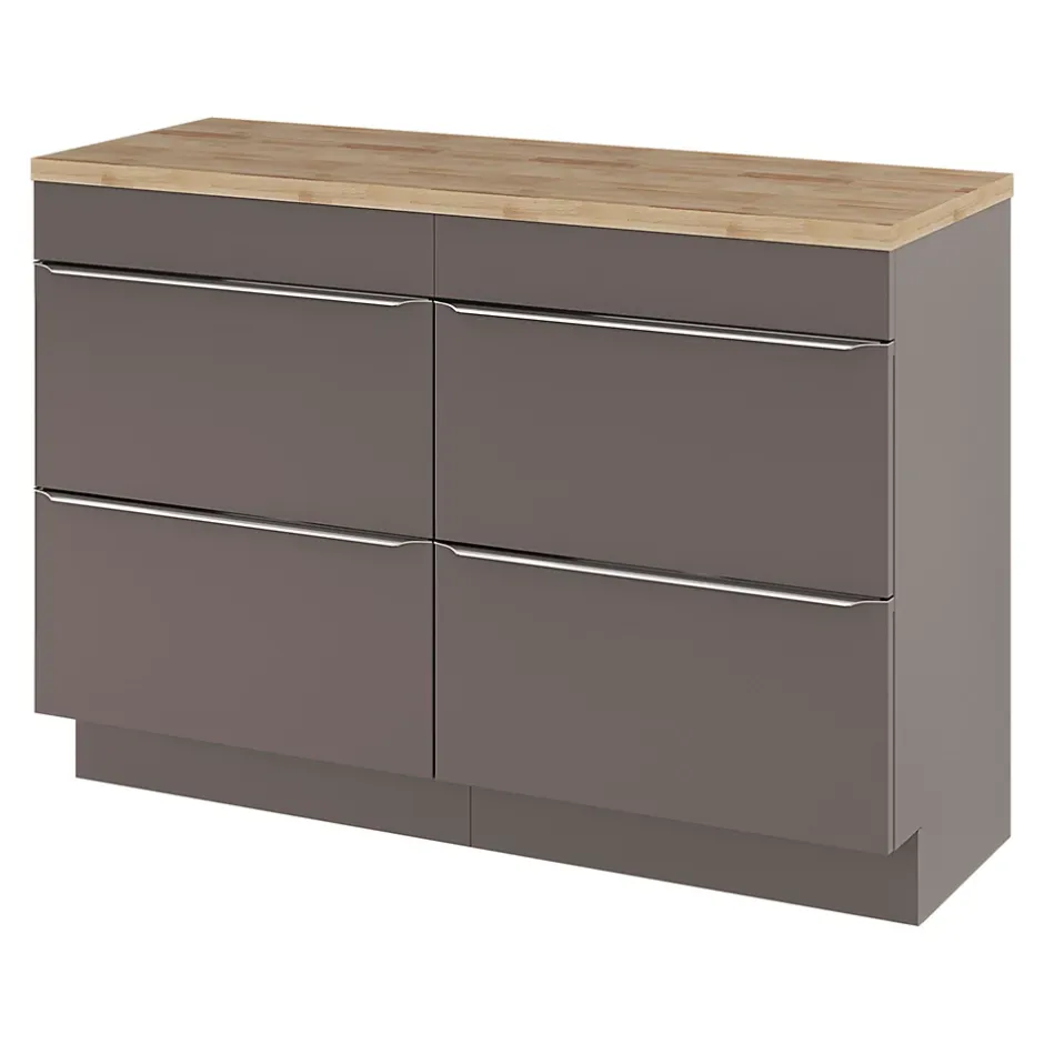 GoodHome Meuble sous vasque à poser gris taupe brillant l.120 x H.82 x P.45 cm, Imandra* Meuble Buanderie|Meuble De Salle De Bains Faible Profondeur