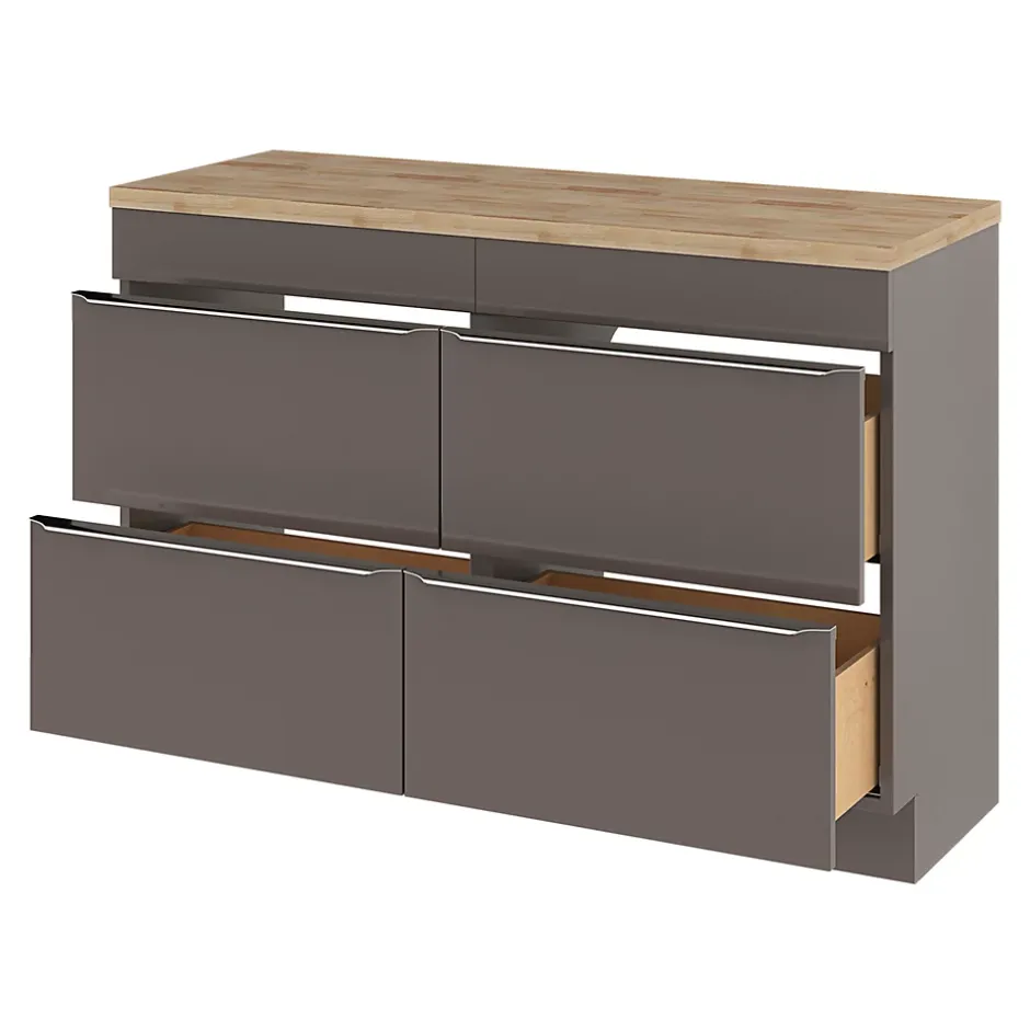 GoodHome Meuble sous vasque à poser gris taupe brillant l.120 x H.82 x P.45 cm, Imandra* Meuble Buanderie|Meuble De Salle De Bains Faible Profondeur