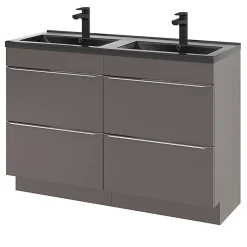 GoodHome Meuble sous vasque à poser gris taupe brillant l.120 x H.82 x P.45 cm, Imandra* Meuble Buanderie|Meuble De Salle De Bains Faible Profondeur
