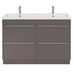 GoodHome Meuble sous vasque à poser gris taupe brillant l.120 x H.82 x P.45 cm, Imandra* Meuble Buanderie|Meuble De Salle De Bains Faible Profondeur