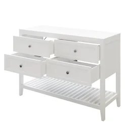 GoodHome Meuble sous vasque à poser 4 tiroirs 1 niche blanc mat l.120 cm + plan de toilette, Perma* Meuble Buanderie