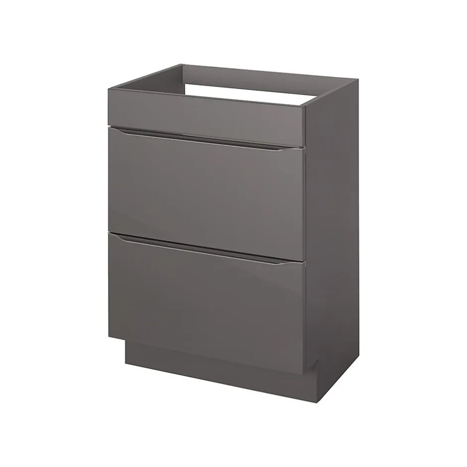 GoodHome Meuble sous vasque à poser gris taupe brillant l.60 x H.82 x P.45 cm, Imandra