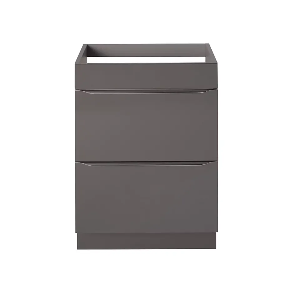 GoodHome Meuble sous vasque à poser gris taupe brillant l.60 x H.82 x P.45 cm, Imandra