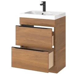 GoodHome Meuble sous vasque à poser effet noyer l.60 x H.82 x P.45 cm, Imandra