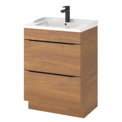 GoodHome Meuble sous vasque à poser effet noyer l.60 x H.82 x P.45 cm, Imandra